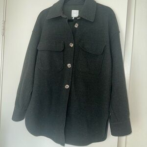 H&M Dark Utility Jacket with Button Closure
